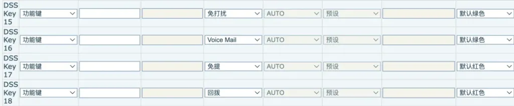 IP電話機能キー設定インターフェース