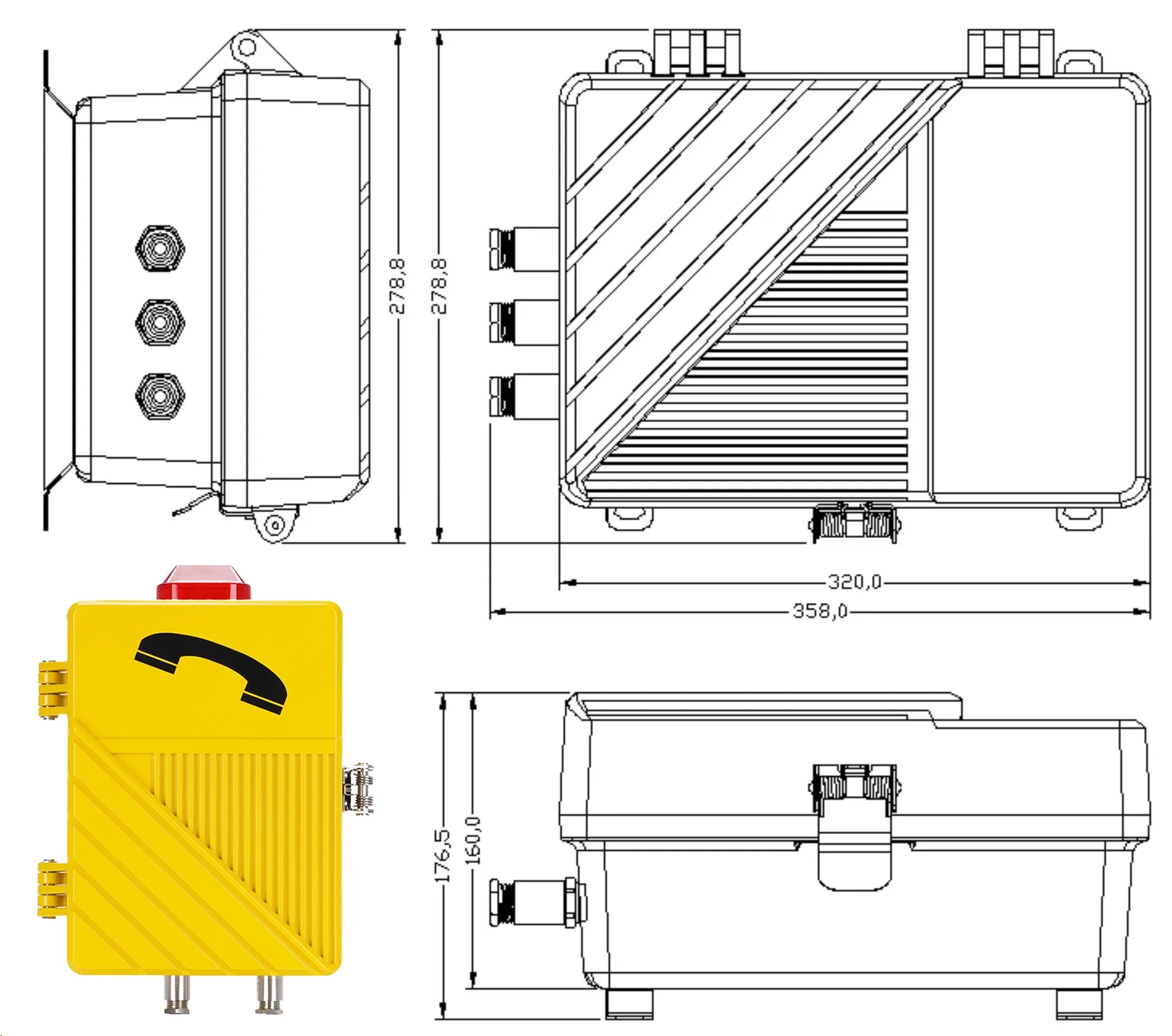 防爆電話機の設置寸法